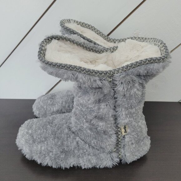Dearfoams Women's Beth Foldover Boot Slipper, Grey Frost, Medium// 12CT - Picture 2 of 9